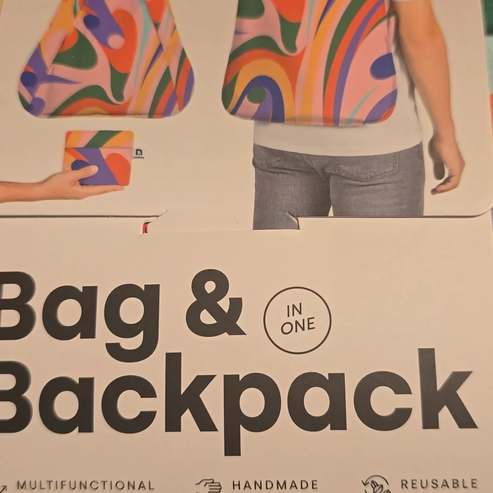 Colorful Swirl Reusable Tote Backpack — Multicolor - Picture 3 of 6